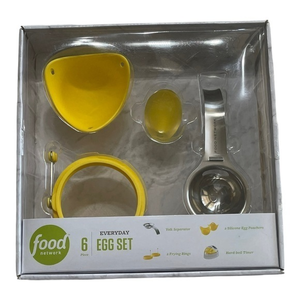 🐞Food Network‎ Everyday Egg Set Egg Poacher Set 6 Pieces Frying Rings/Timer